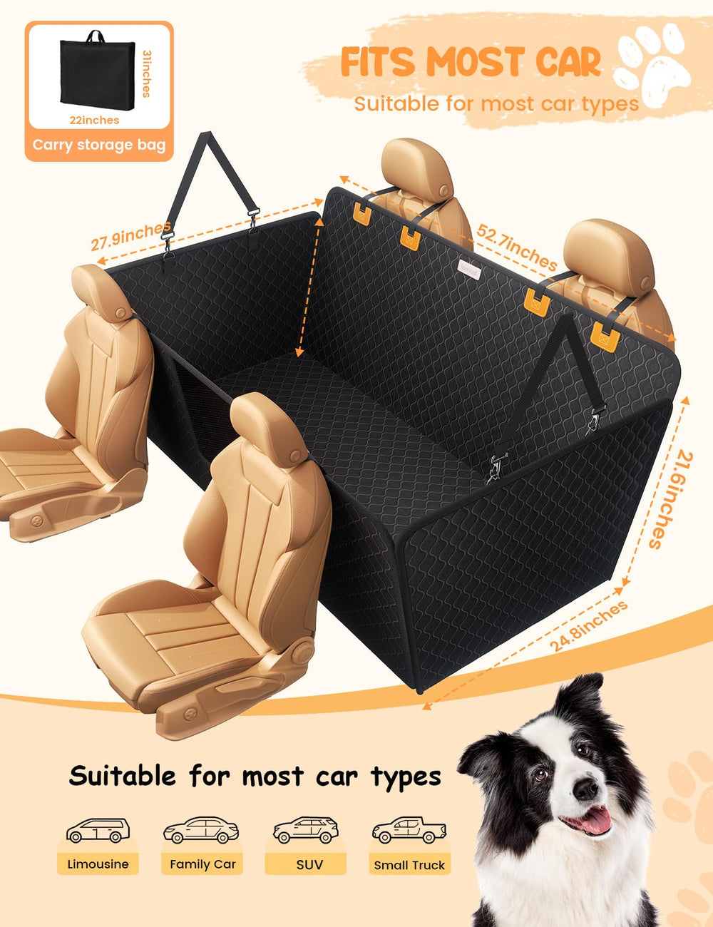 Lamicall dog seat cover quick install for tool-free setup.