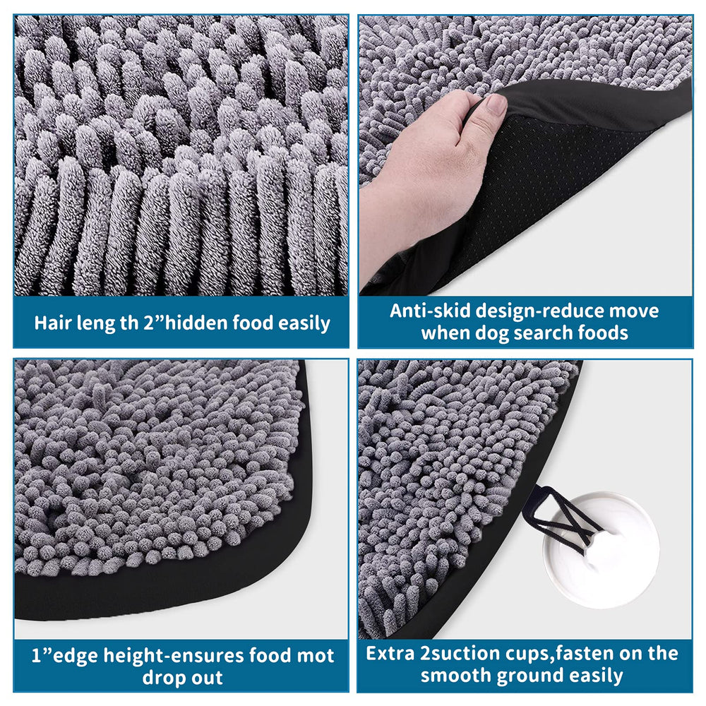 LAMTWEK snuffle mat with suction cups adds stability on smooth surfaces.