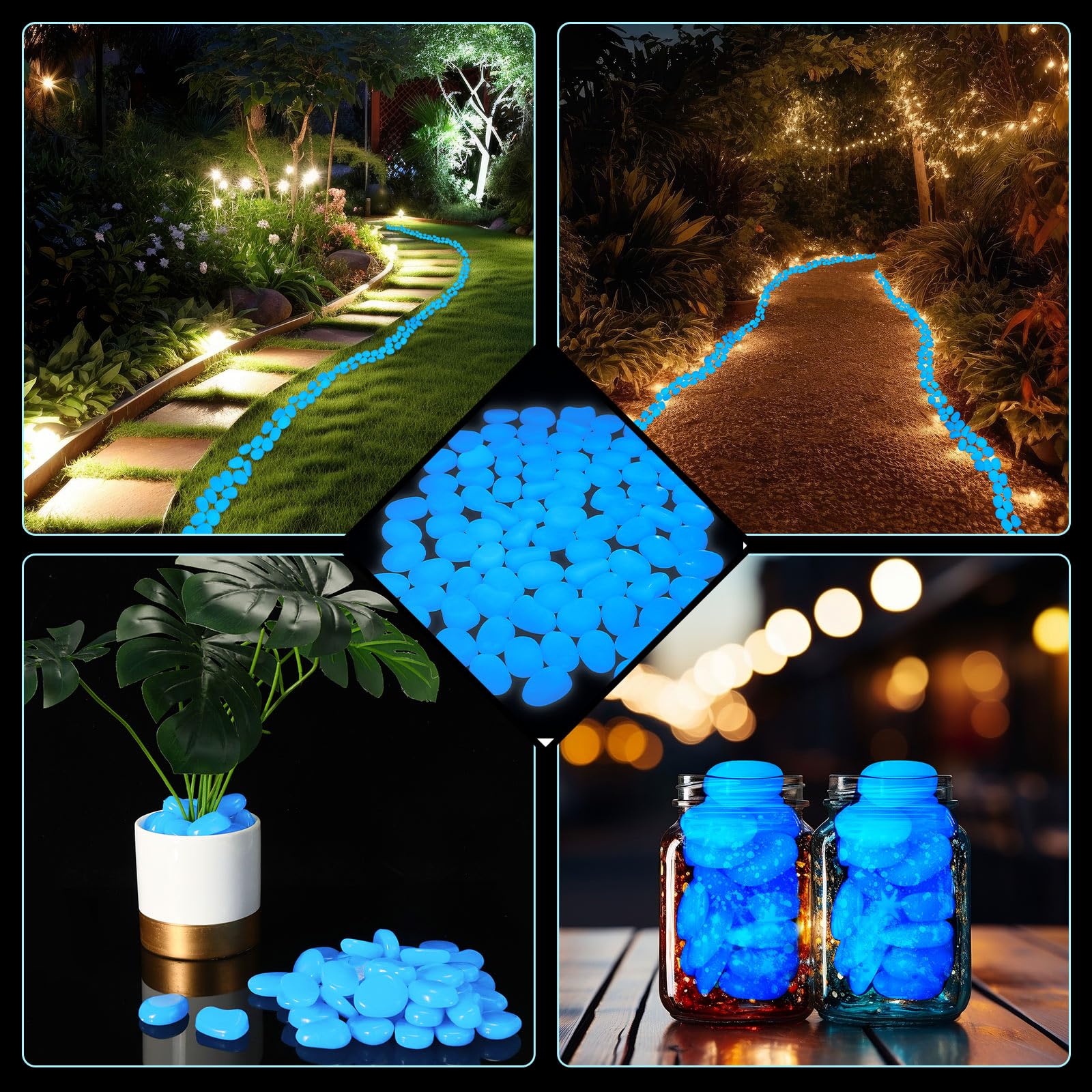 Landical glow rocks Halloween blue decor accents
