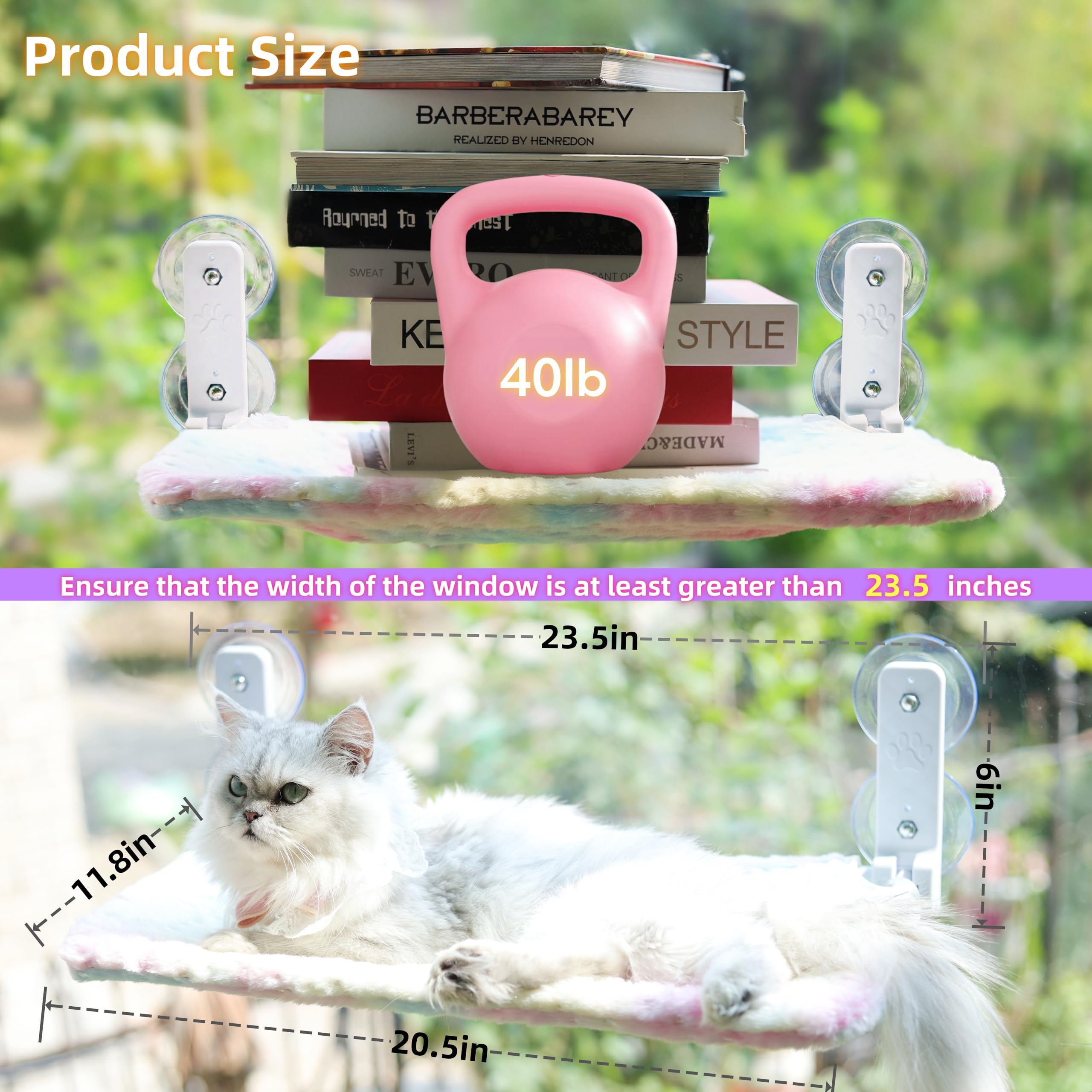 LANERmooos four-suction-cups ensure stable window mounting for large cats