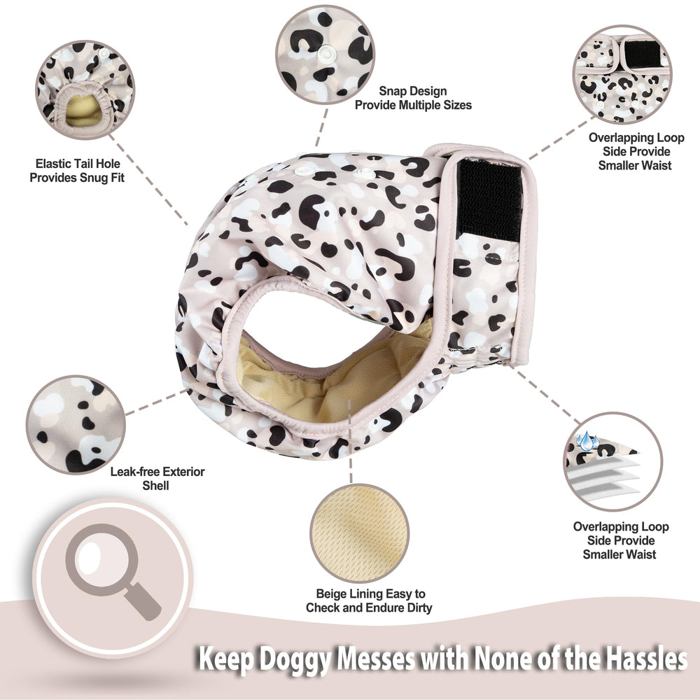 Langsprit female dog diaper with adjustable closures for a secure fit