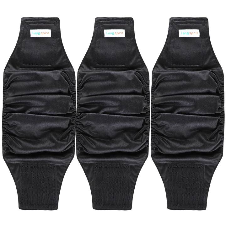 Langsprit male belly band for dogs, black, medium, with soft absorbent interior.