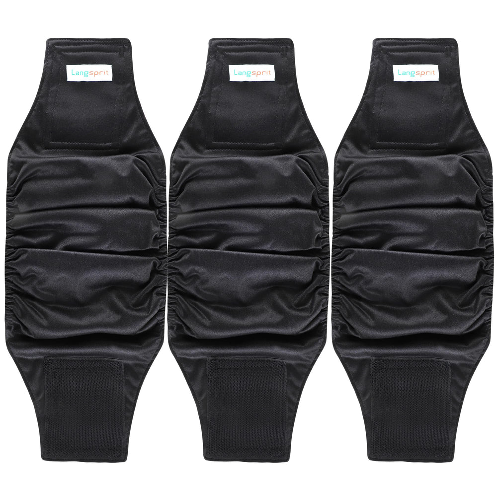 Langsprit male belly band for dogs, black, medium, with soft absorbent interior.
