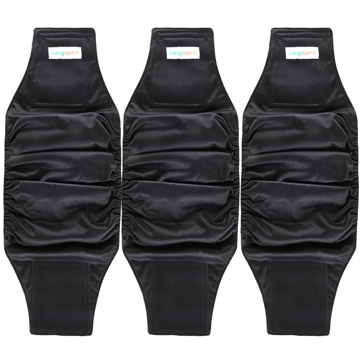 Langsprit male belly band for dogs, black, medium, with soft absorbent interior.