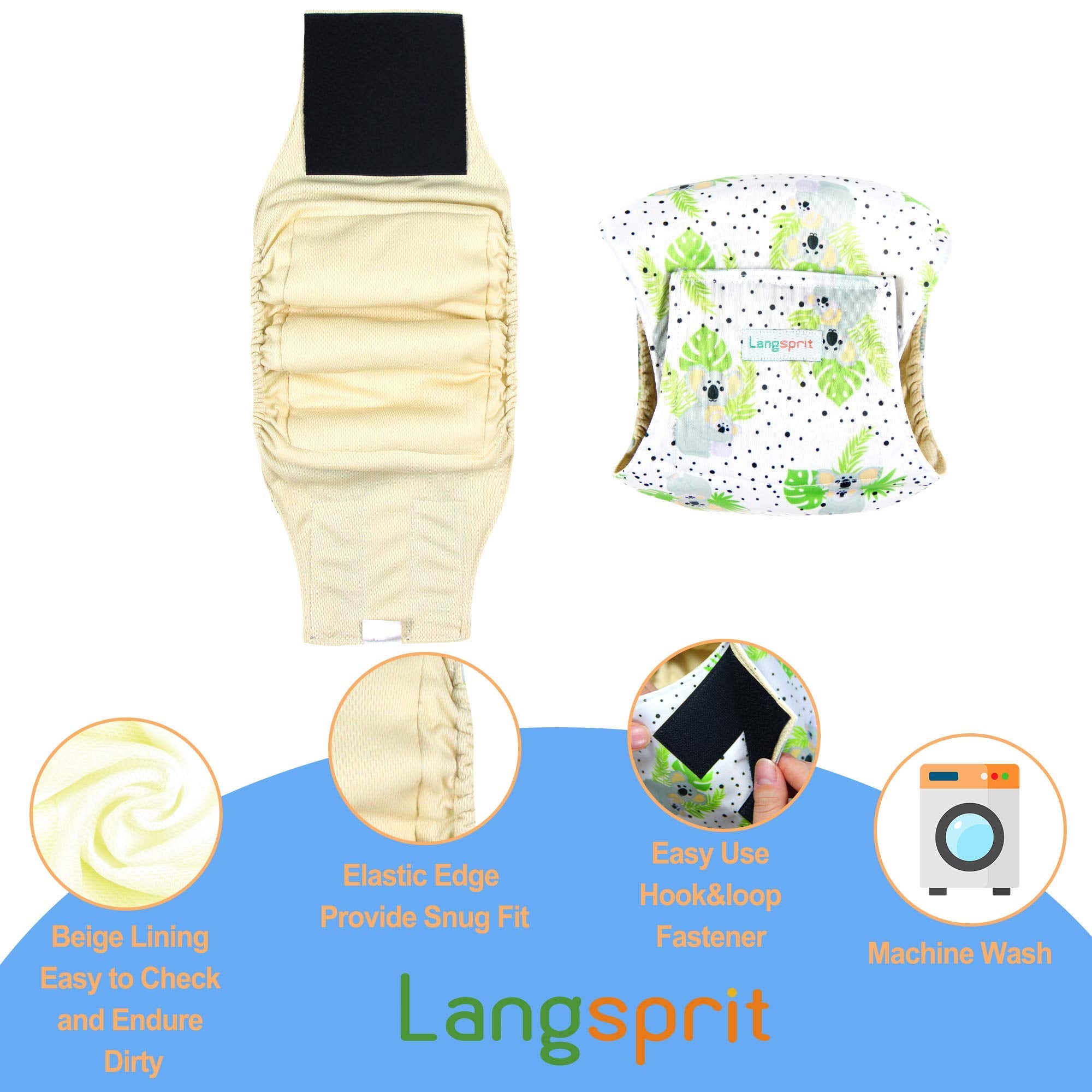 Langsprit washable dog diaper set stays durable after machine washing.