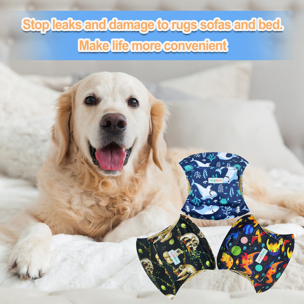 Langsprit patterned belly bands add style while staying practical.