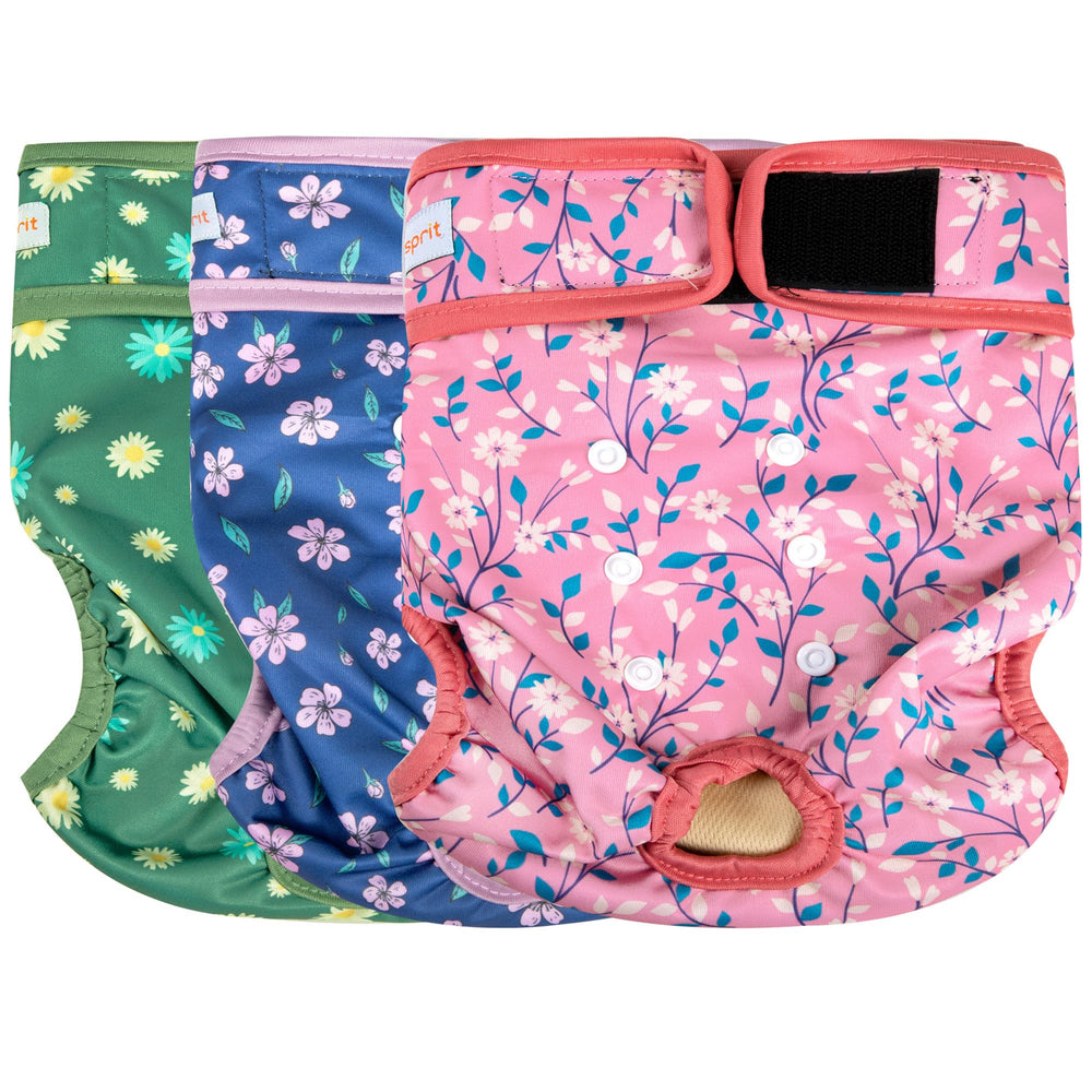 Langsprit flower-pattern front view diaper offers comfortable, reusable daily wear.