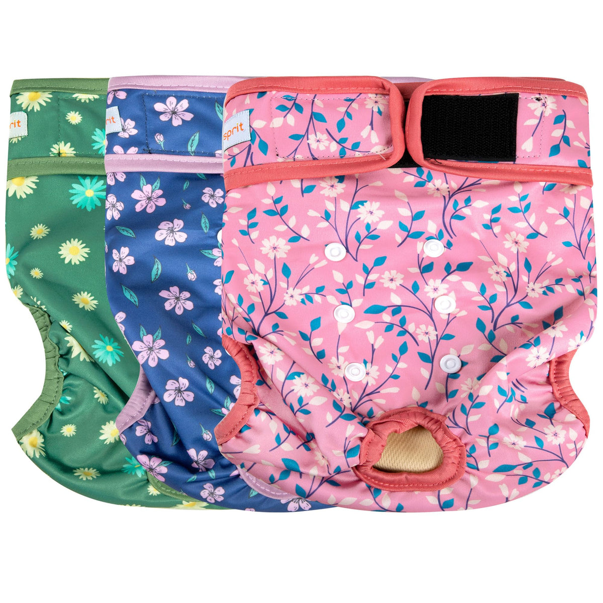 Langsprit flower-pattern front view diaper offers comfortable, reusable daily wear.