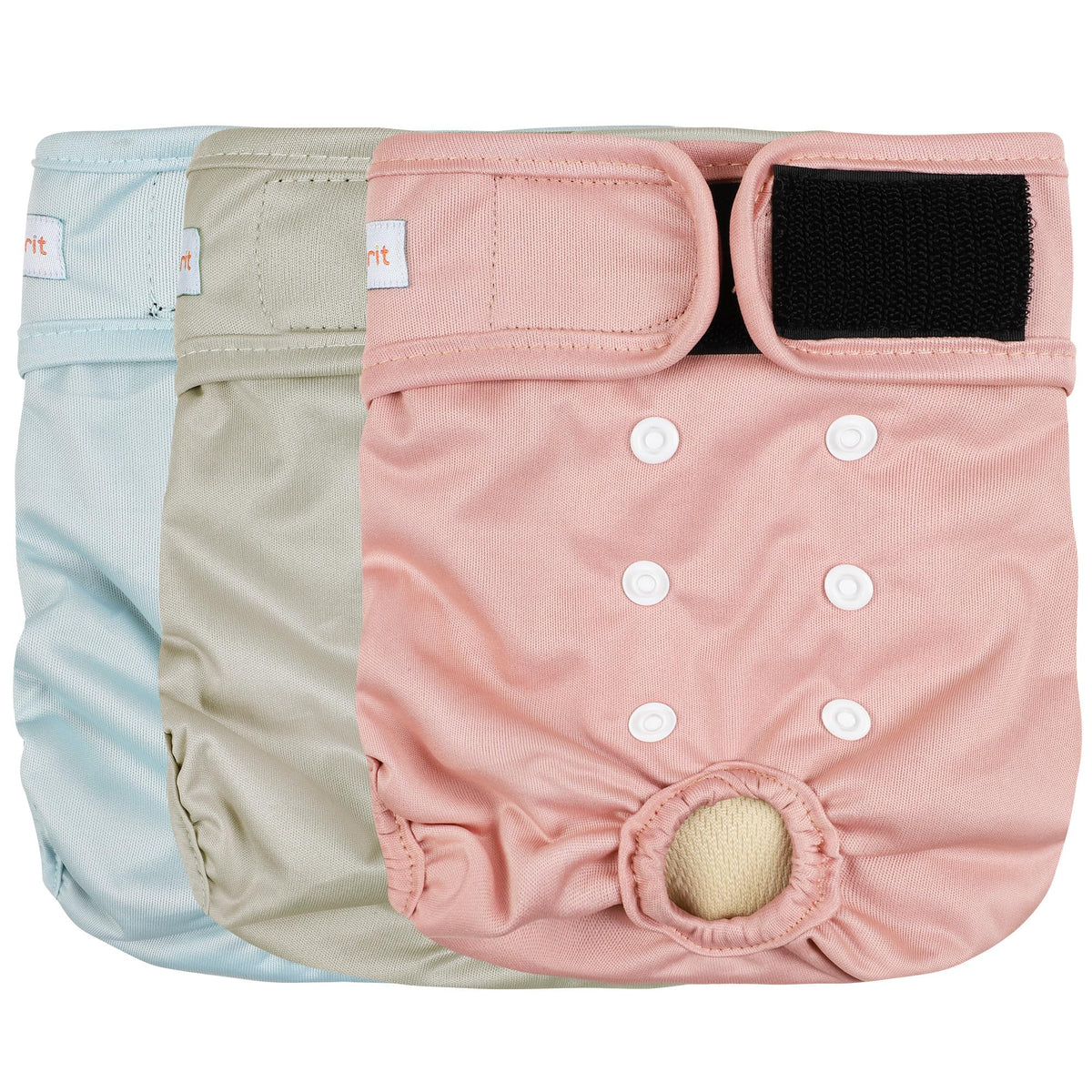 Langsprit washable female dog diapers with back snaps for secure fit and leakage protection.