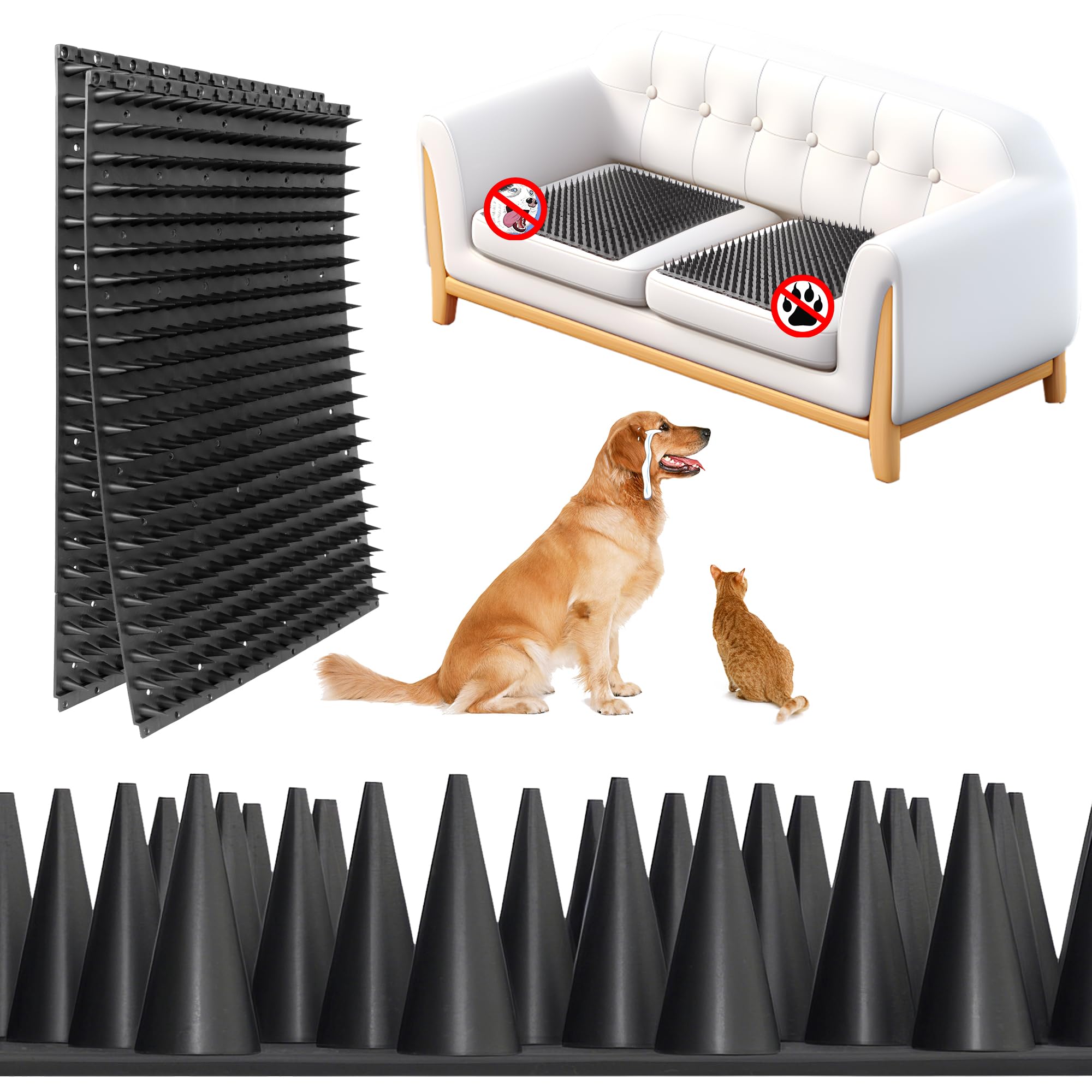 LanLfSty scat mats on a couch deter dogs from lounging and protect furniture.