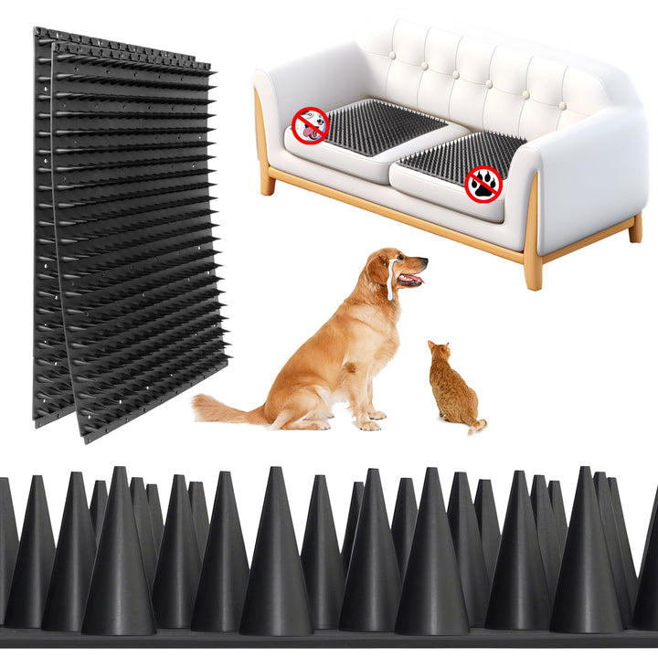 LanLfSty scat mats on a couch deter dogs from lounging and protect furniture.