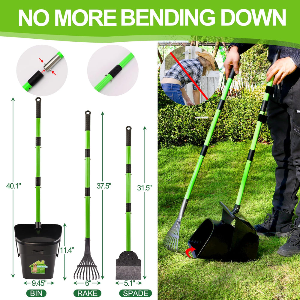 LANNEY Pooper Scooper bag-clip-lock secures bags during scooping.