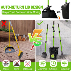 LANNEY Pooper Scooper's swivel bin with odor-proof lid to contain yard smells.