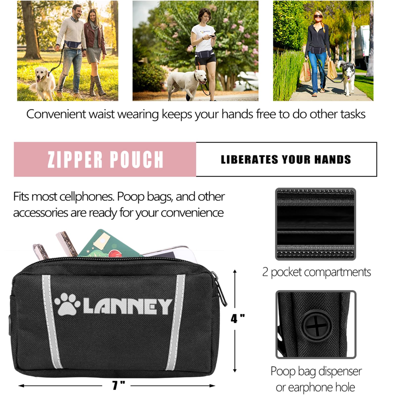 LANNEY reflective stitching enhances visibility during dawn and dusk strolls