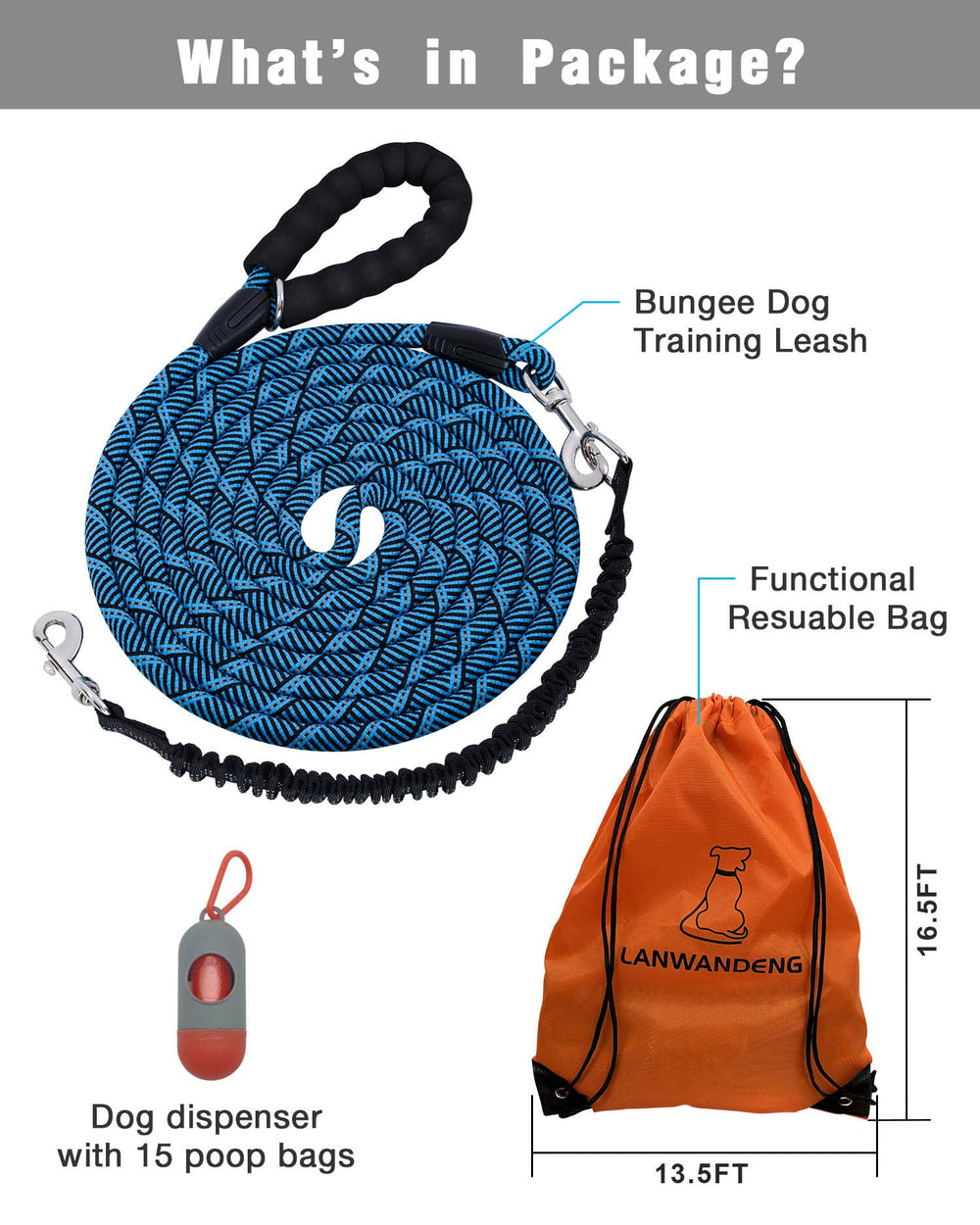 Lanwandeng long dog leash 20ft offering safe exploration and freedom.