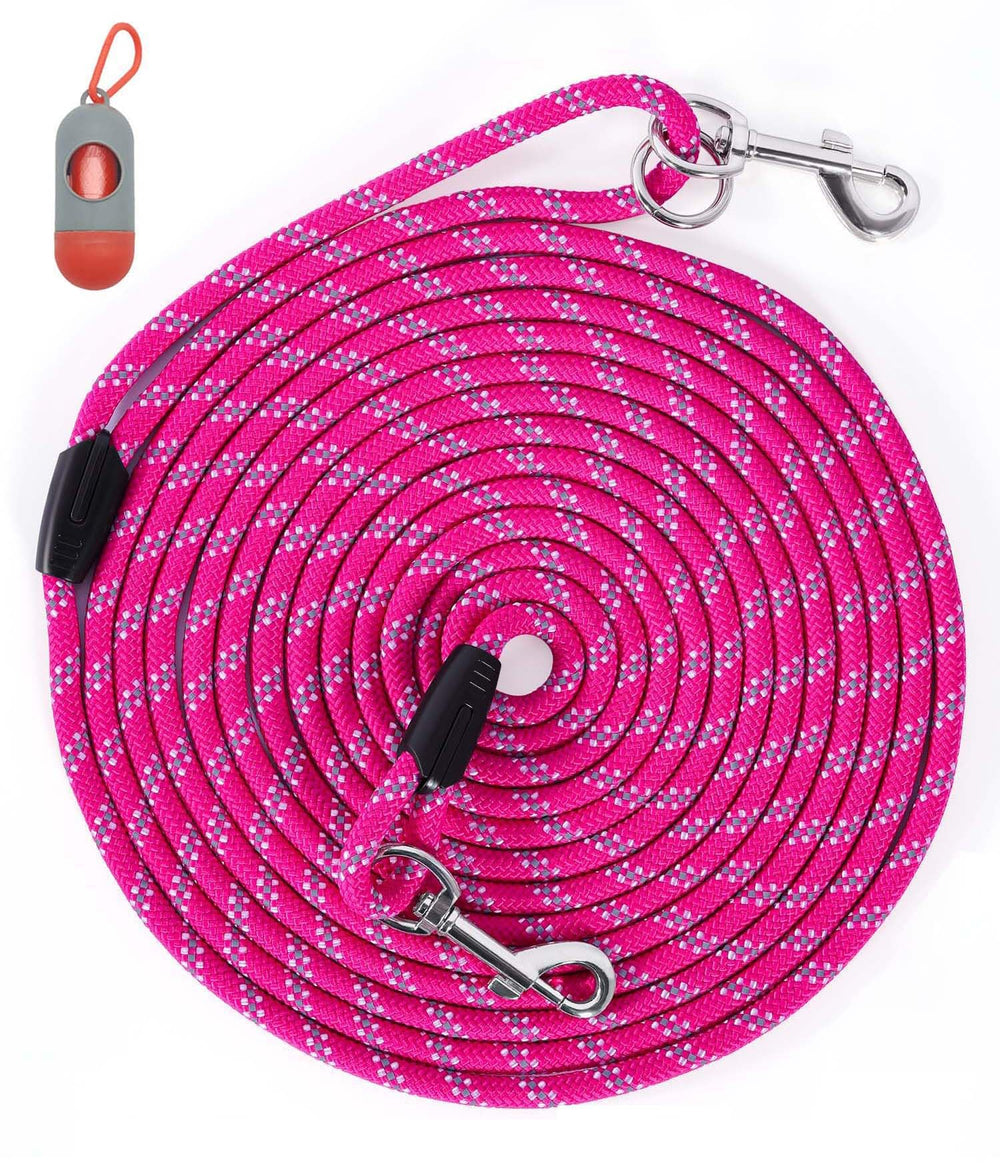 Lanwandeng Long Dog Leash 30ft pink for controlled outdoor walks.