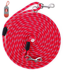 Lanwandeng Long Dog Leash 30ft red strap for versatile outdoor training.