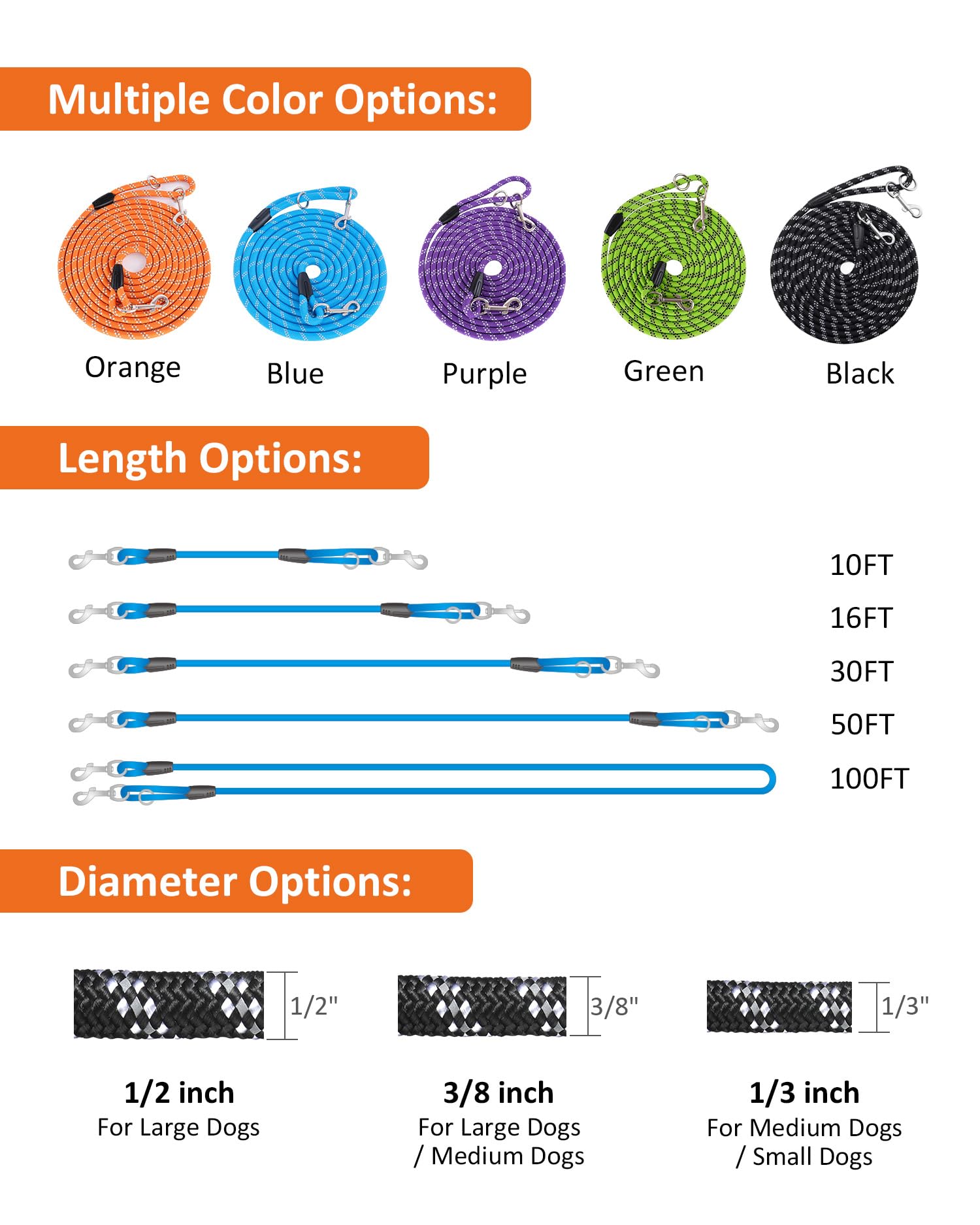 Lanwandeng long dog leash 30ft offers freedom for training in open spaces.