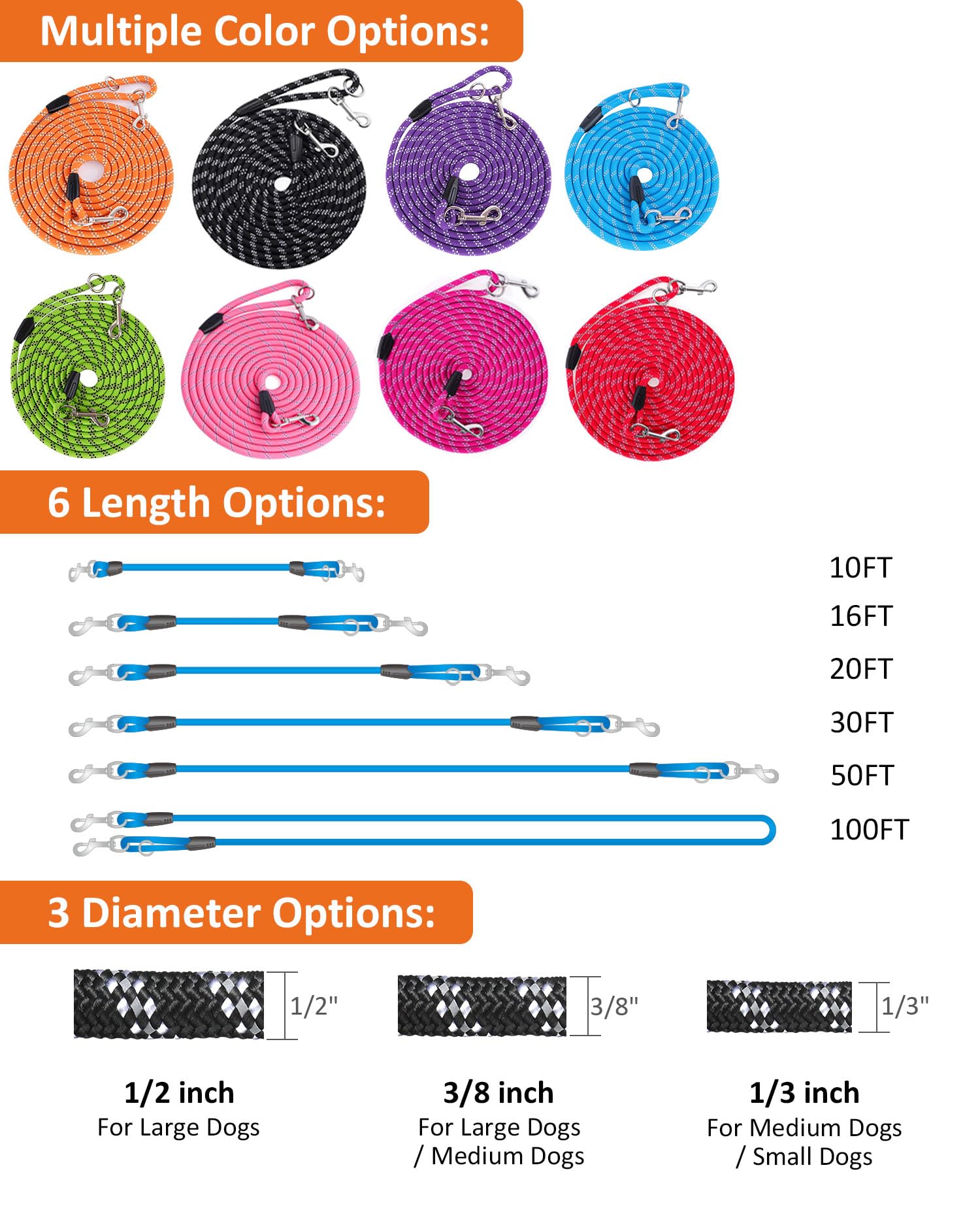 Lanwandeng Long Dog Leash 38-diameter ideal for training medium and large dogs.