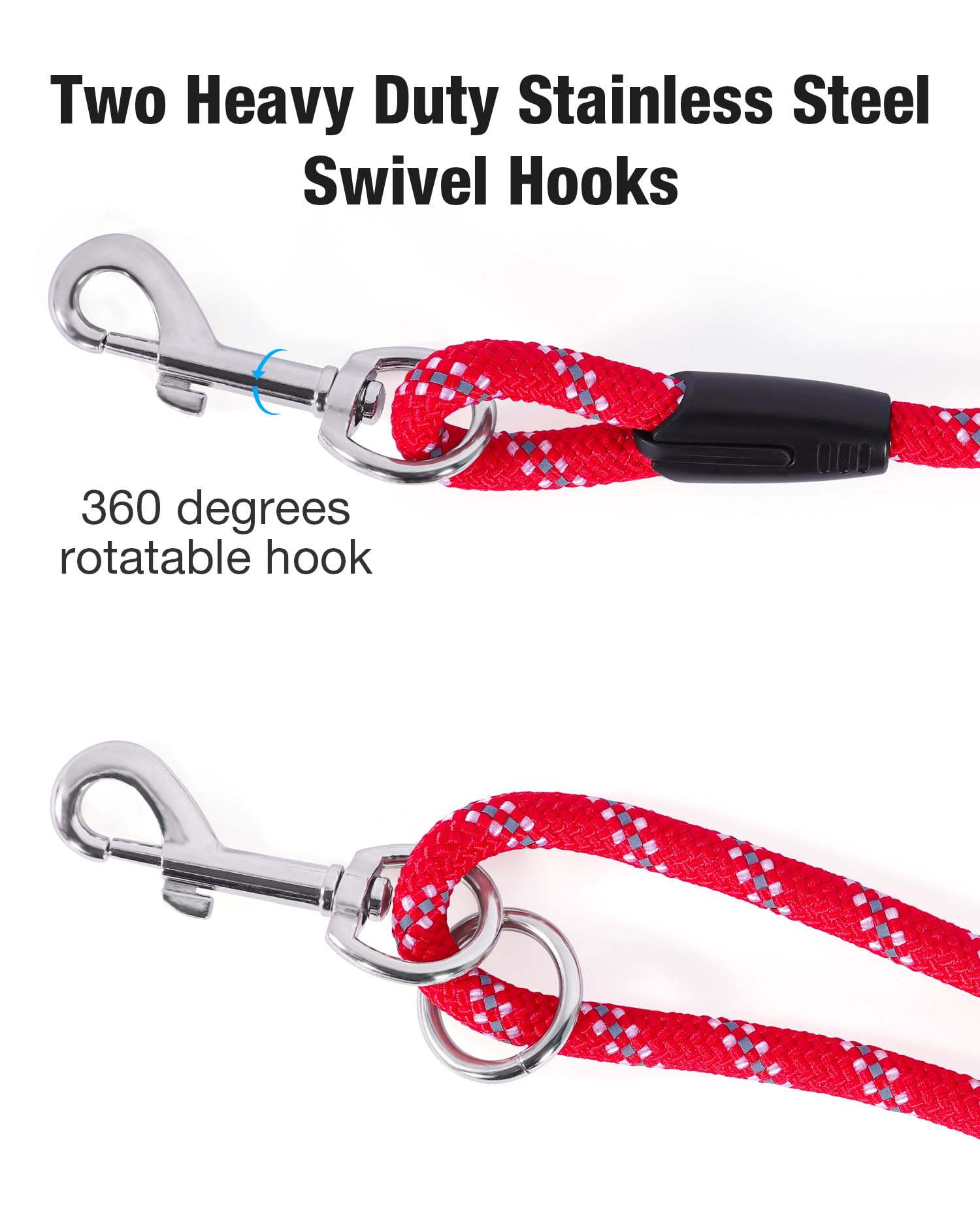 Lanwandeng Long Dog Leash with reflective stitching for night visibility.