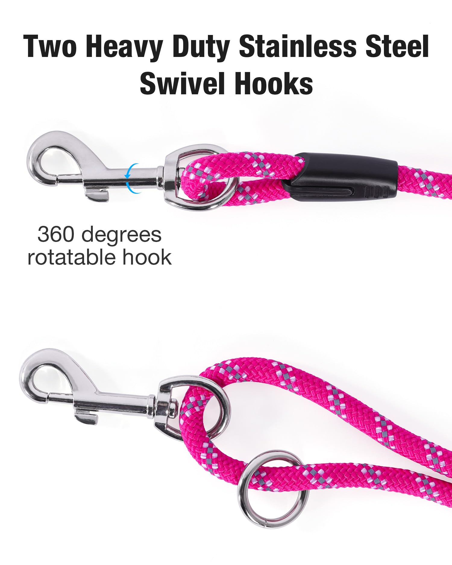 Lanwandeng Long Dog Leash features reflective stitching for safer night walks.