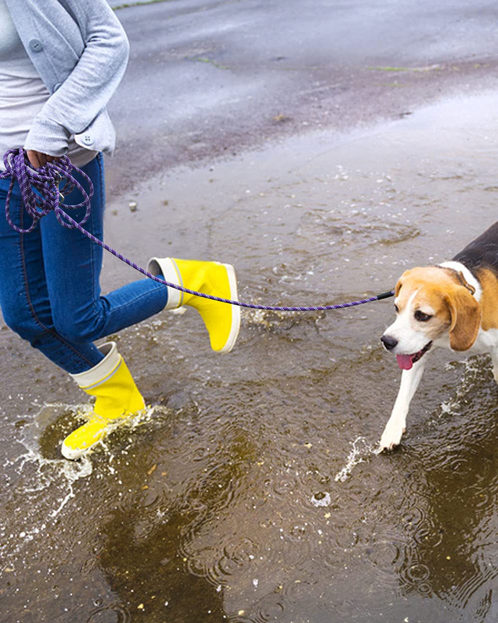 Lanwandeng long rope leash ideal for hiking, camping, and outdoor training.