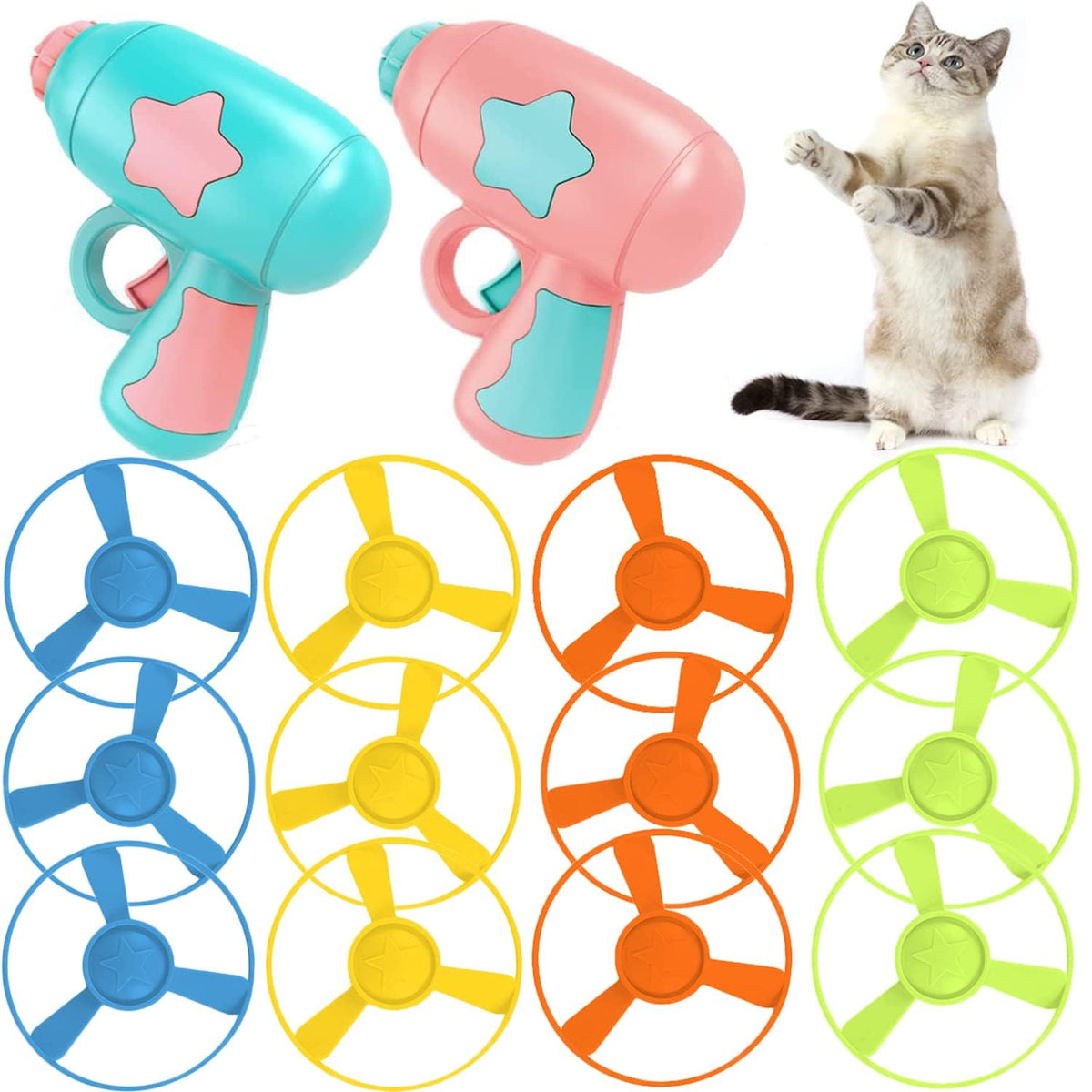 LAPOHI cat fetch propellers in bright colors for energetic play sessions.