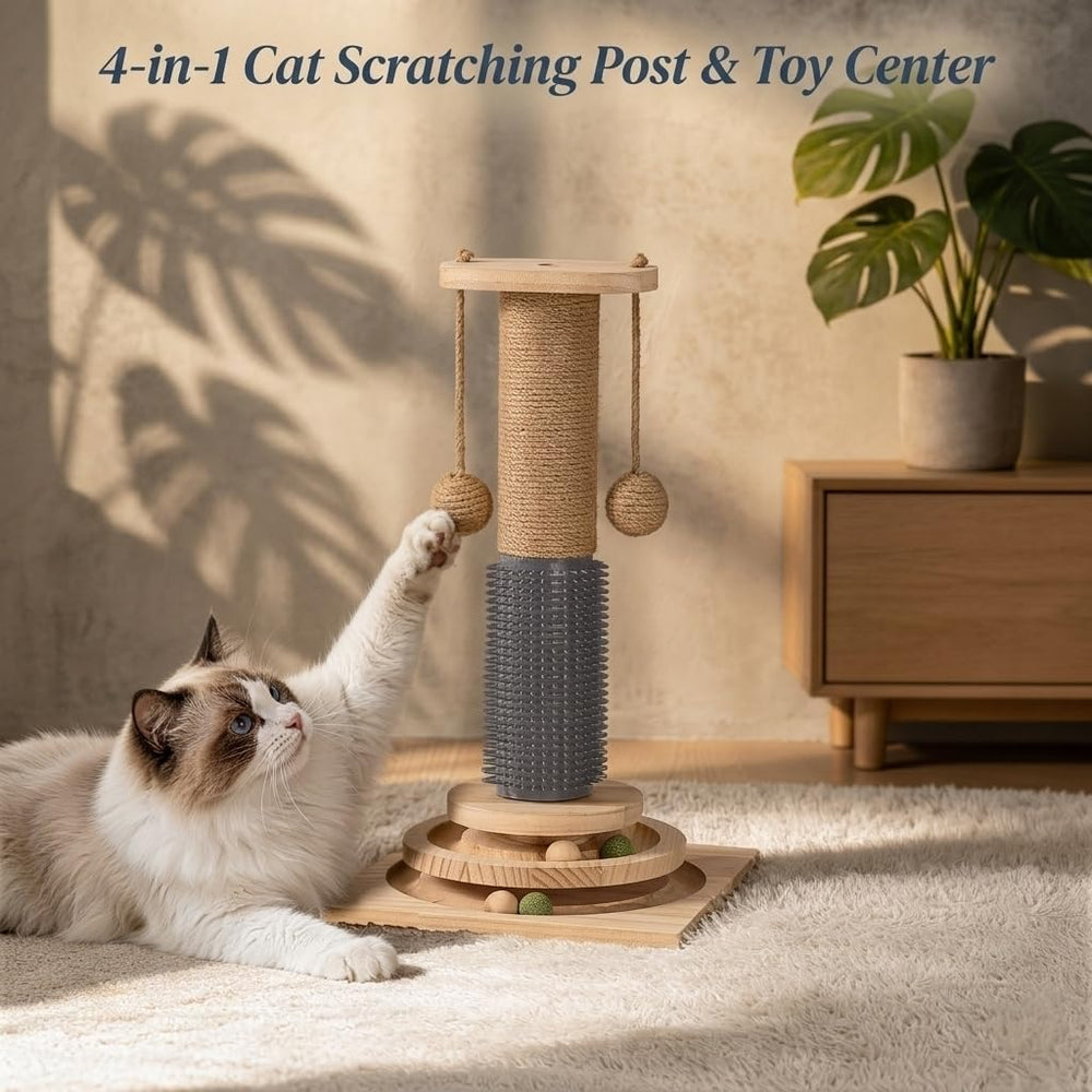 Larphie natural sisal scratching post offers durable furniture protection.