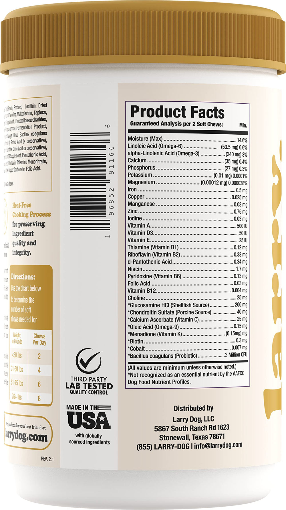Digestive and immune benefits highlighted by Larry 8-in-1 formula.