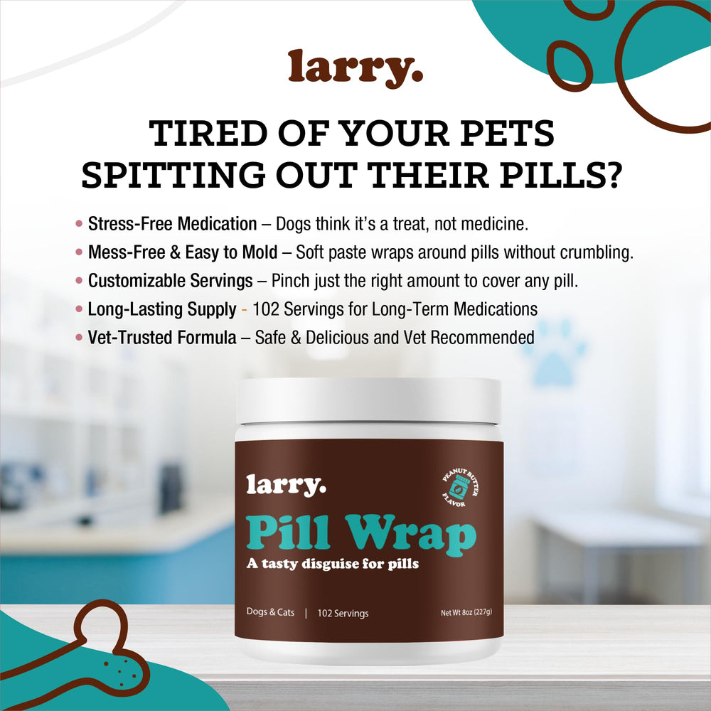 Larry Peanut Butter Pill Wrap 102 servings container highlights value.