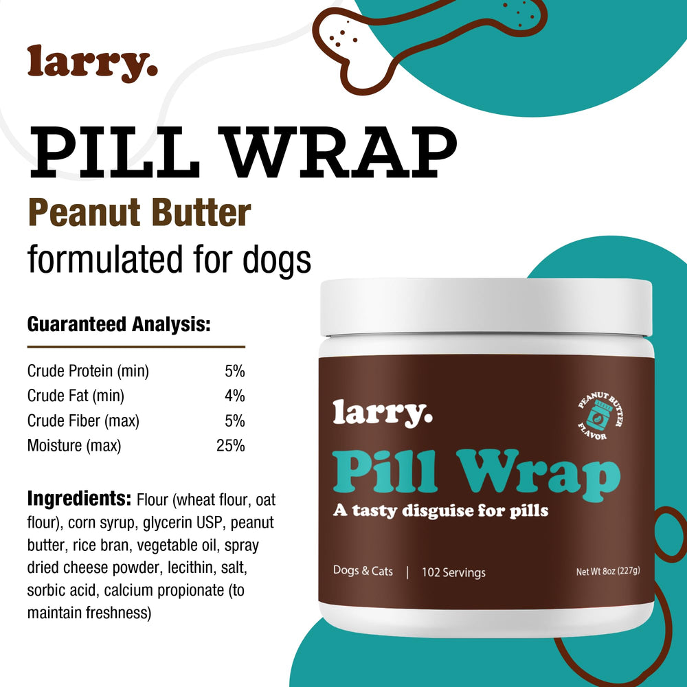 Larry Peanut Butter Pill Wrap Made in USA label signals quality.