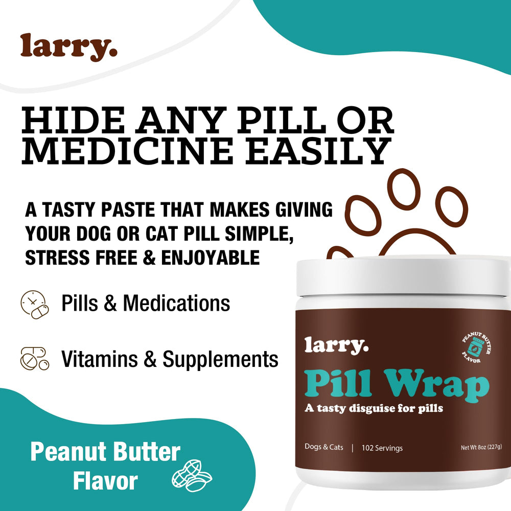 Larry Peanut Butter Pill Wrap wrapped pill illustrates seamless taste masking.