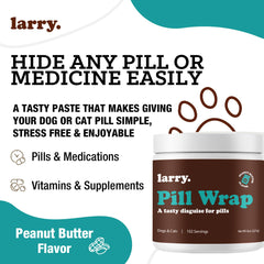 Larry Peanut Butter Pill Wrap wrapped pill illustrates seamless taste masking.