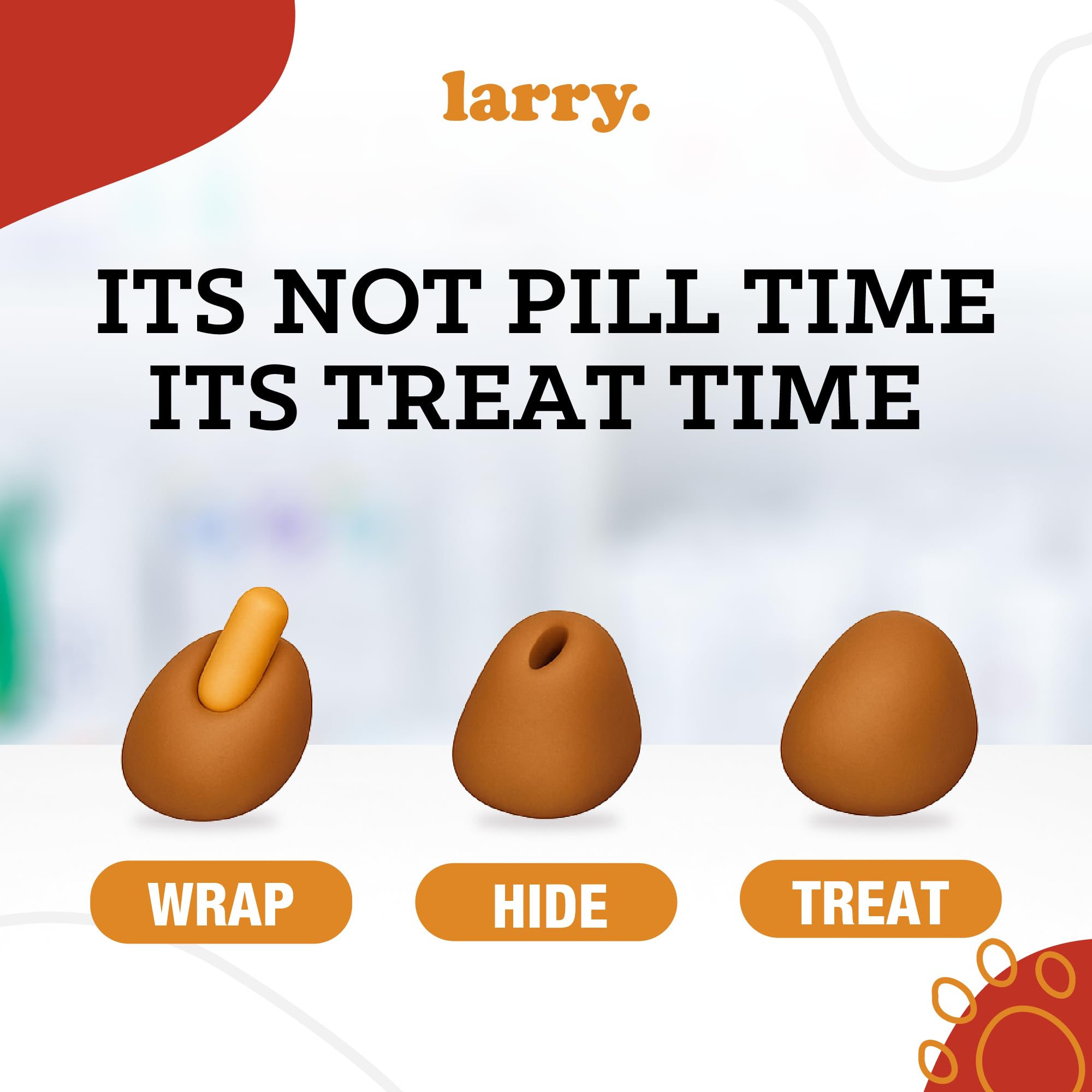 Larry Pill Wrap dog taking medicine close-up shows tasty flavor aiding dosing