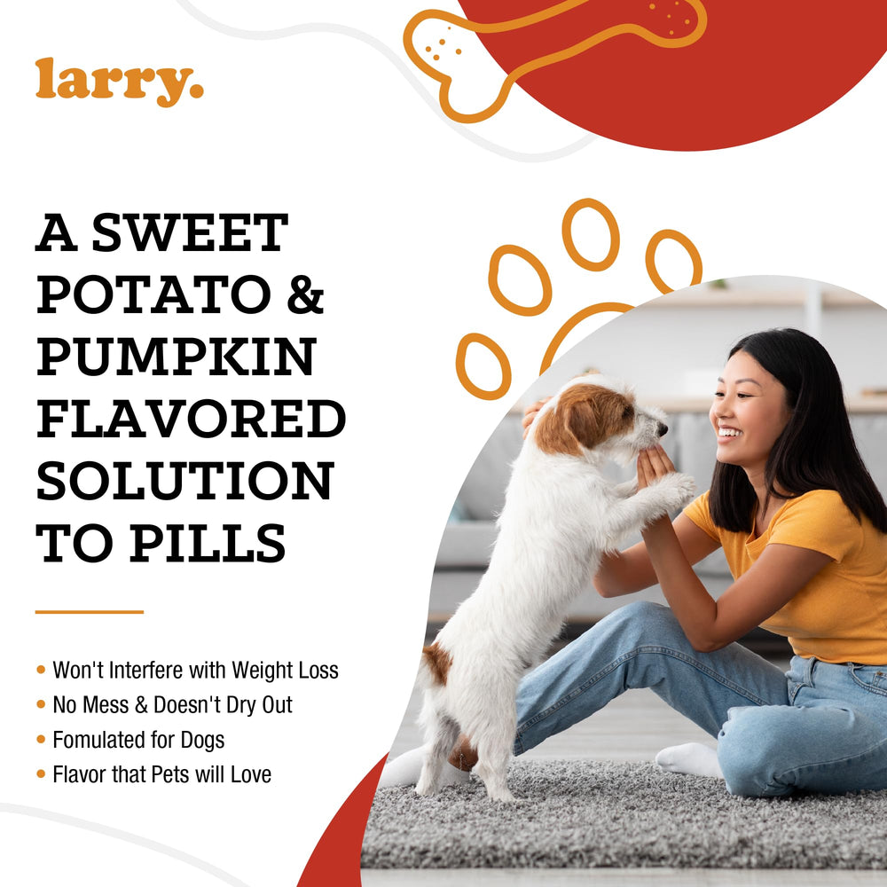 Larry Sweet Potato Paste in use during treat-time shows easy medication