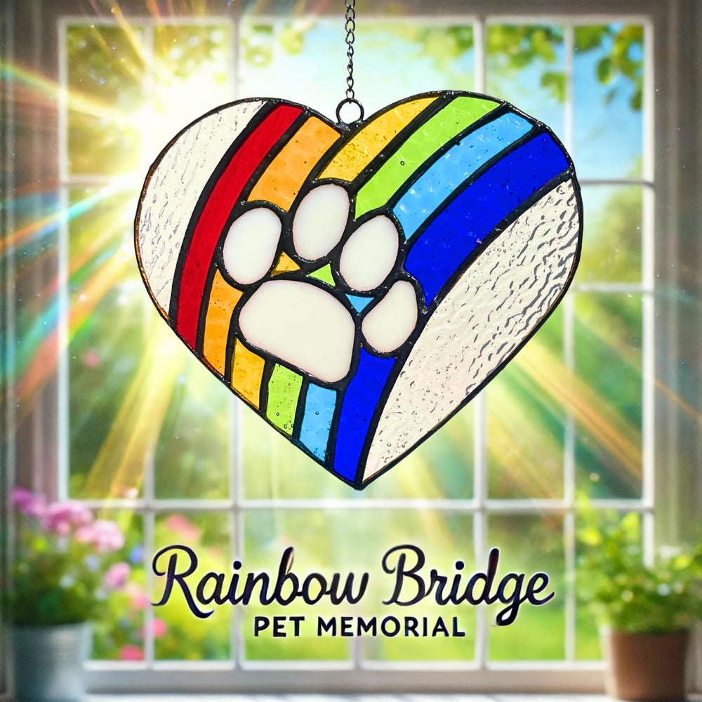 Lasting Tails rainbow bridge dog memorial adds tranquil color to your space