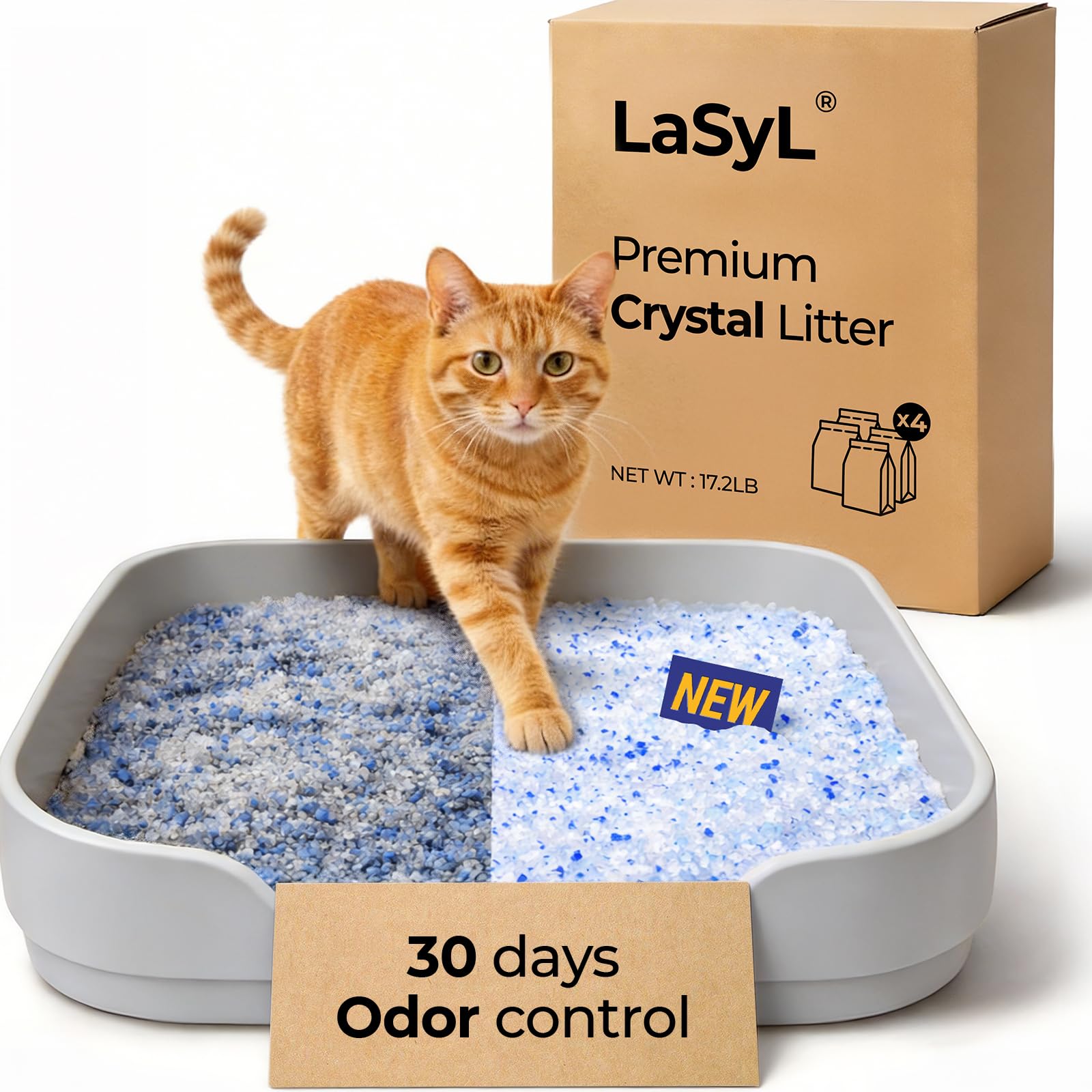 LaSyL Crystal Cat Litter bag packaging for easy storage and use.