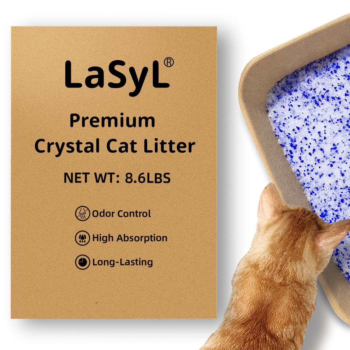 LaSyL Crystal Cat Litter for multi-cat odor control in the home.