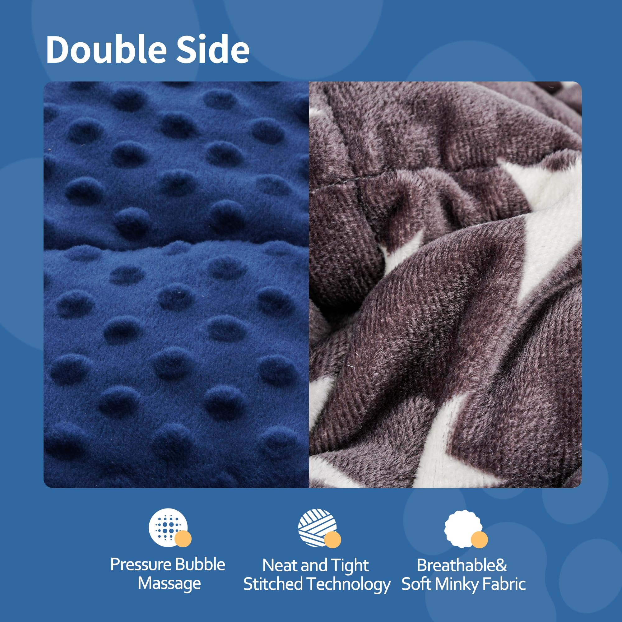 LaSyL Blue Grey Star blanket close-up shows premium double-sided minky.