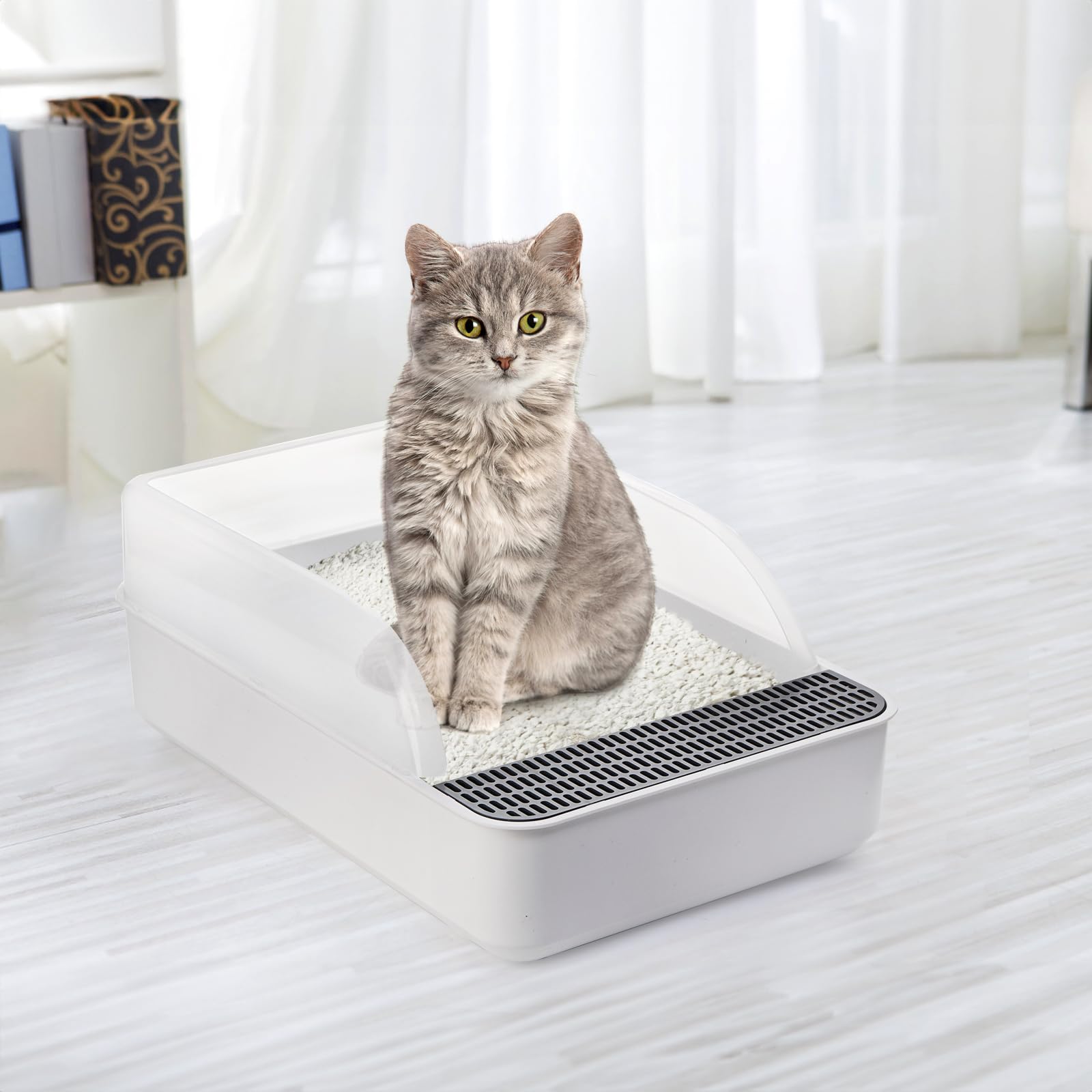 Lawei Cat litter box dimensions 164-108-61 inches, fits small pets.