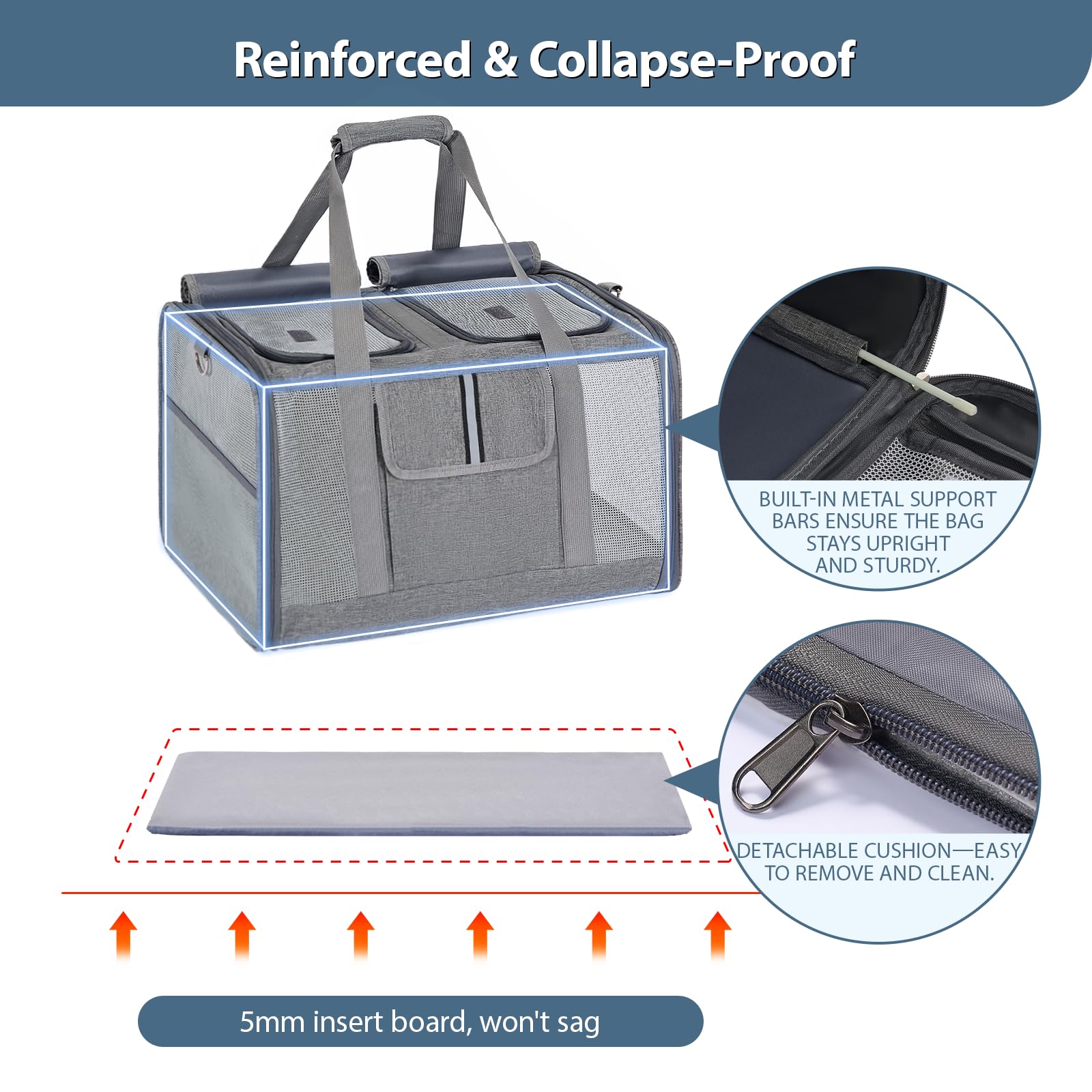 Lawfery carrier removable divider for flexible pet setup