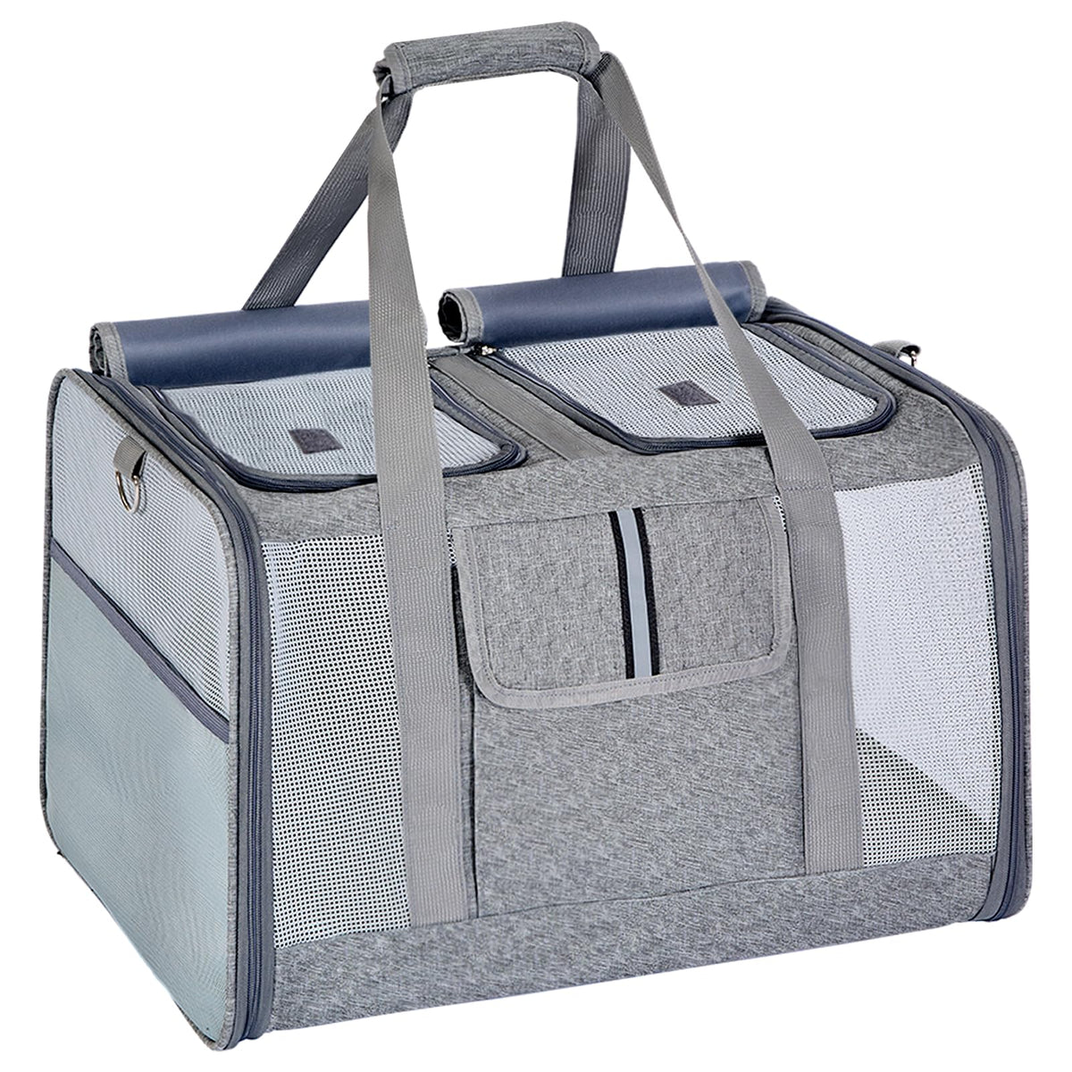Lawfery cat carrier with side expansion panel for extra travel space
