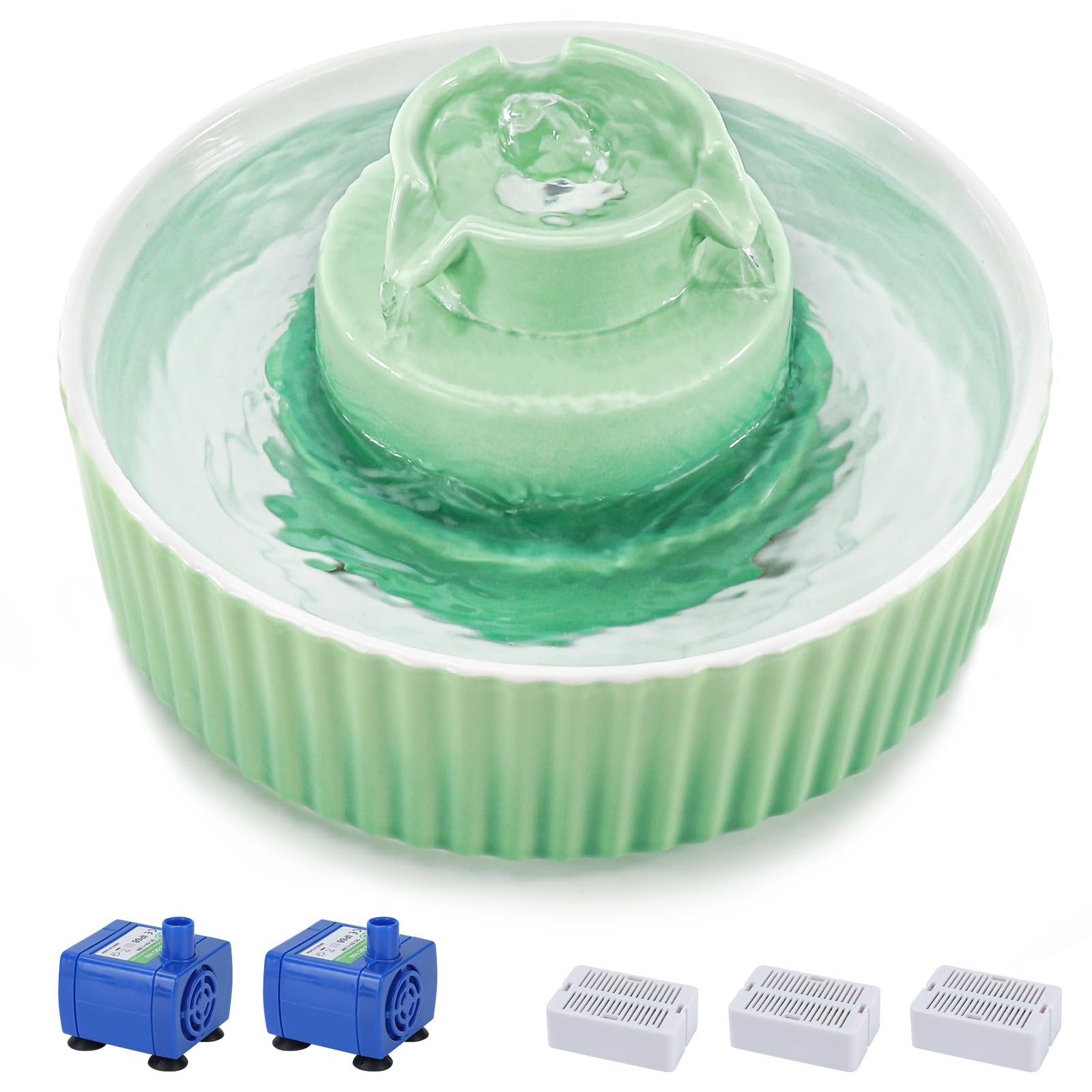Lawfery ceramic cat water fountain with durable ceramic body supports steady hydration.