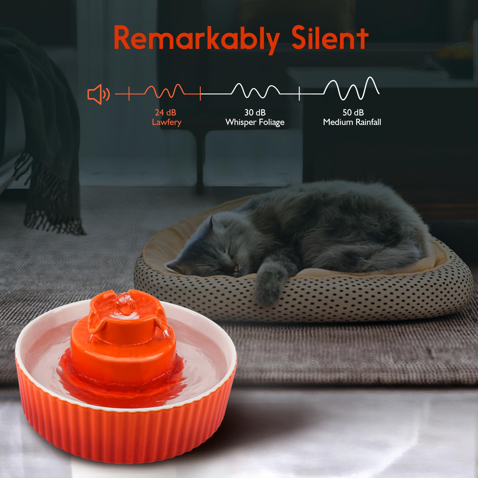 Lawfery Ceramic Cat Fountain durable body reduces tipping in busy homes.