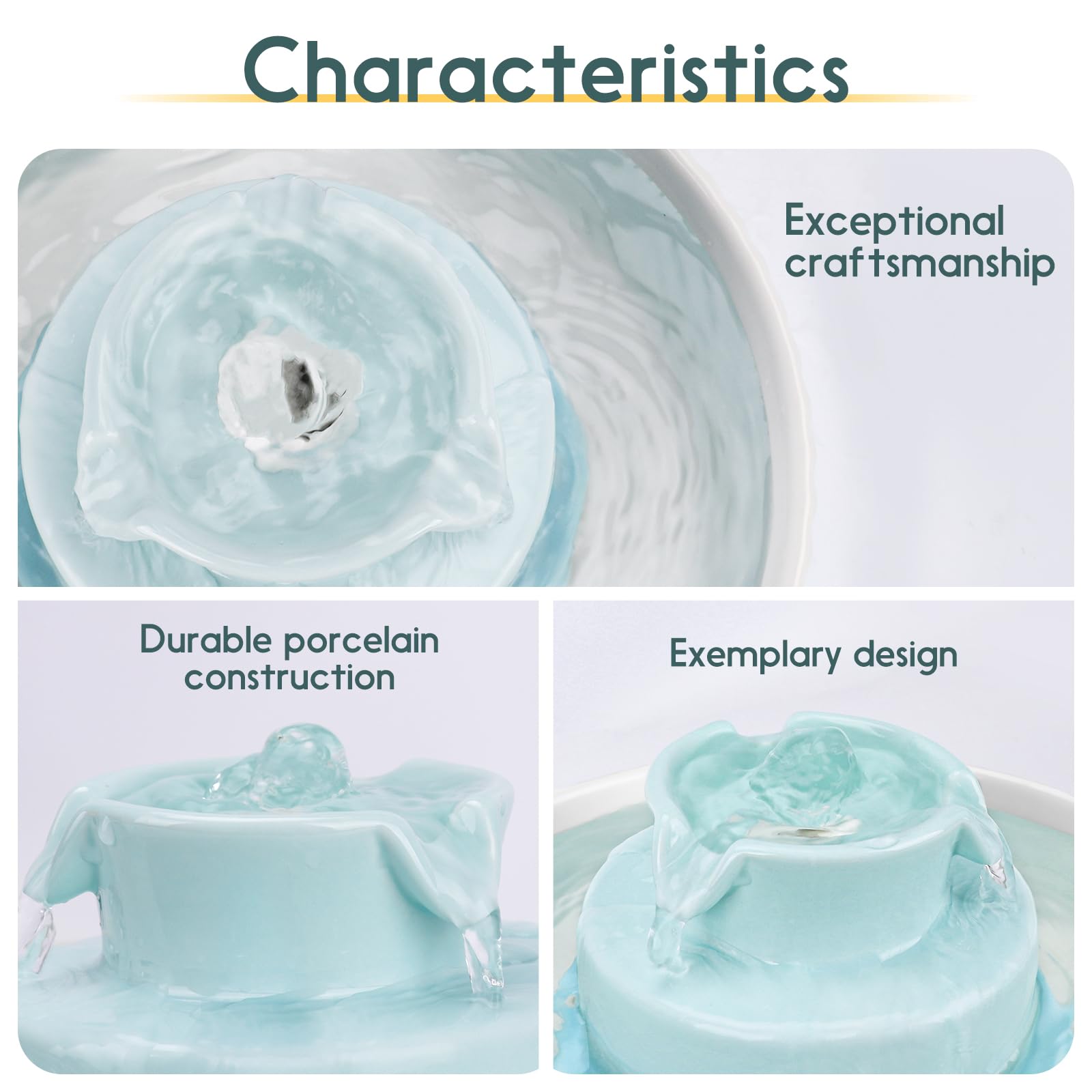 Lawfery ceramic cat fountain durable design; longevity for busy homes