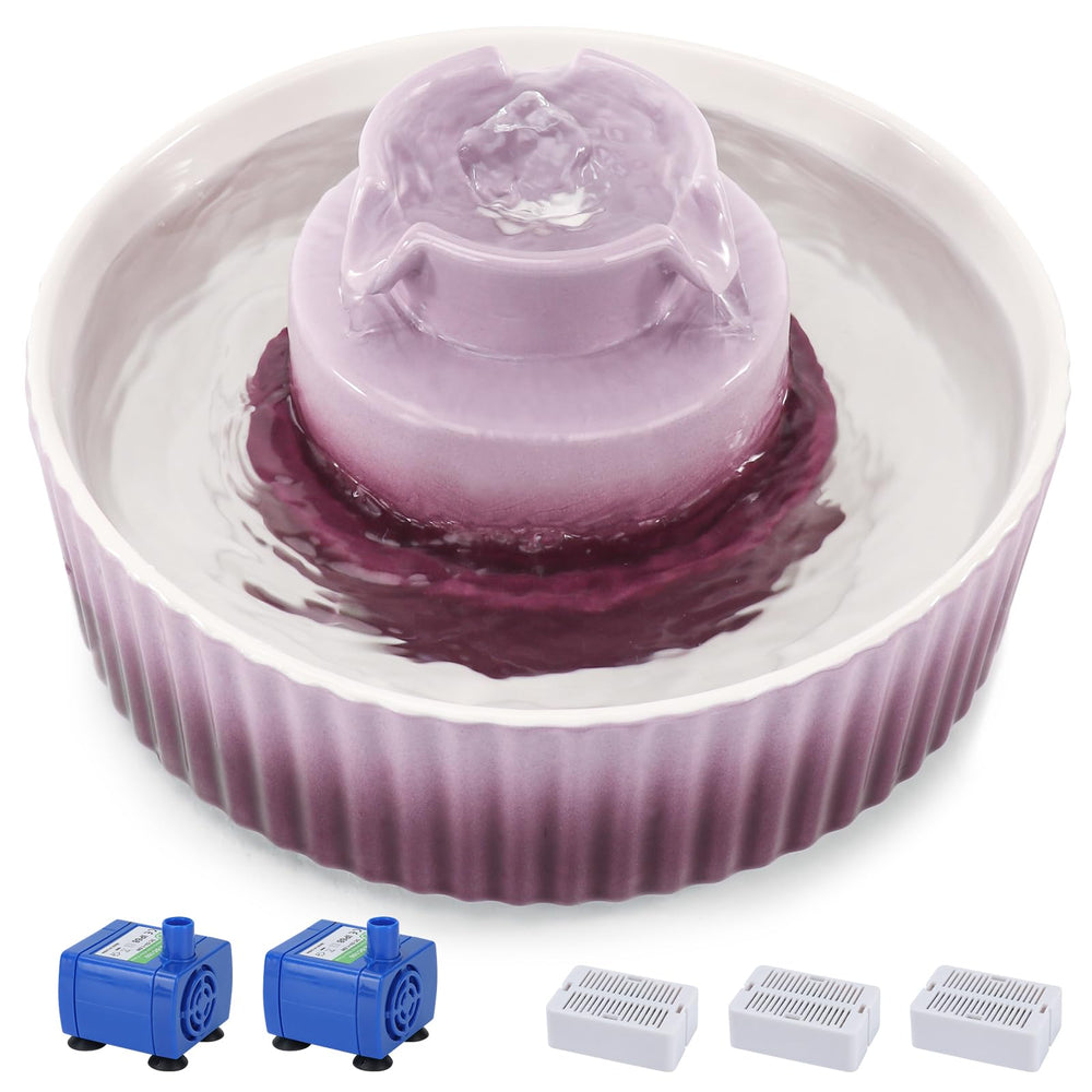 Lawfery Cupcake Cat Fountain front view shows durable ceramic design for long-lasting use