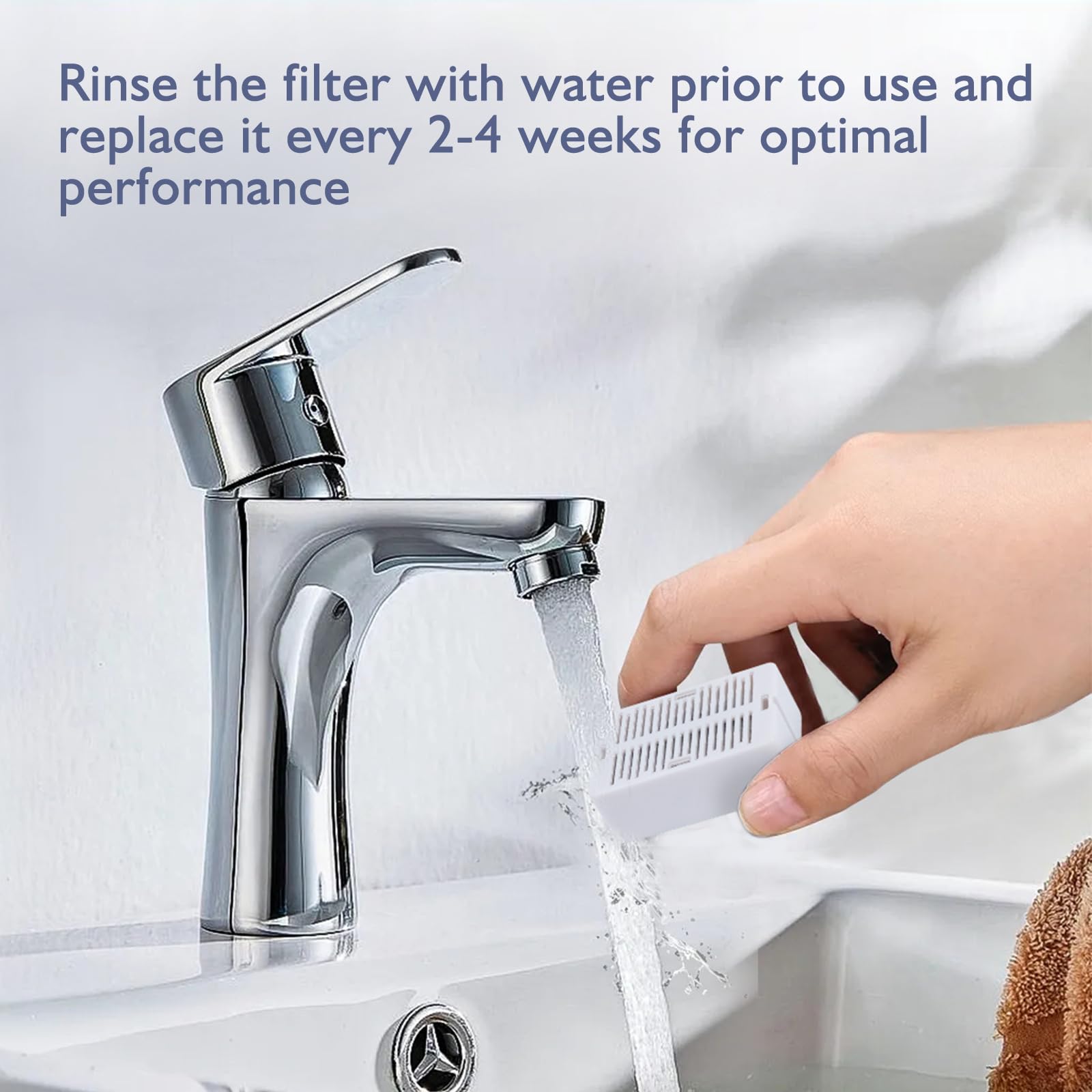 Lawfery soak-and-rinse instruction visual for proper filter prep.