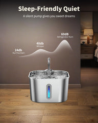 Lawfery stainless steel cat fountain offering rust resistance and easy cleaning