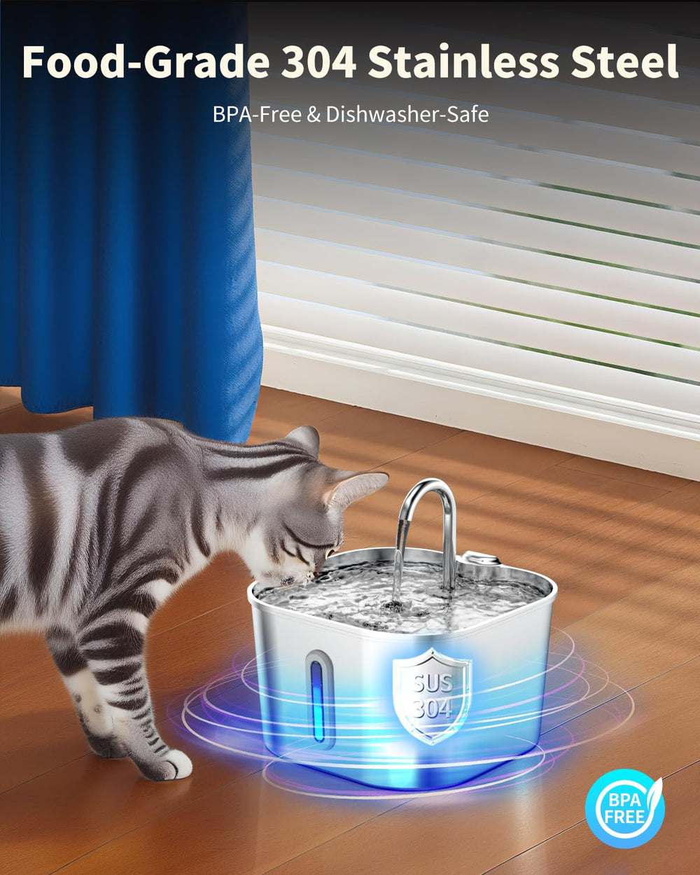 Lawfery stainless steel fountain offers rust resistance and easy cleaning