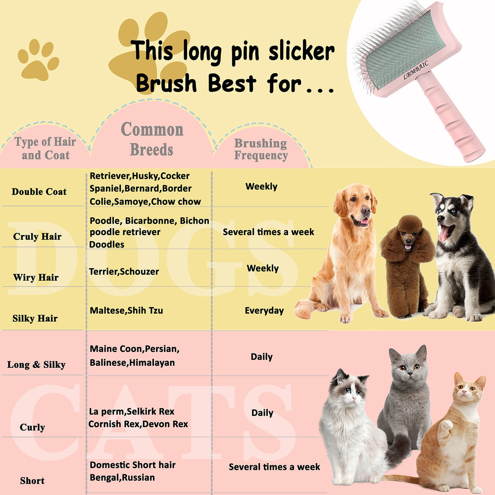 LBMBAIC dense slicker for long coats, ideal for Goldendoodles and doodle mixes